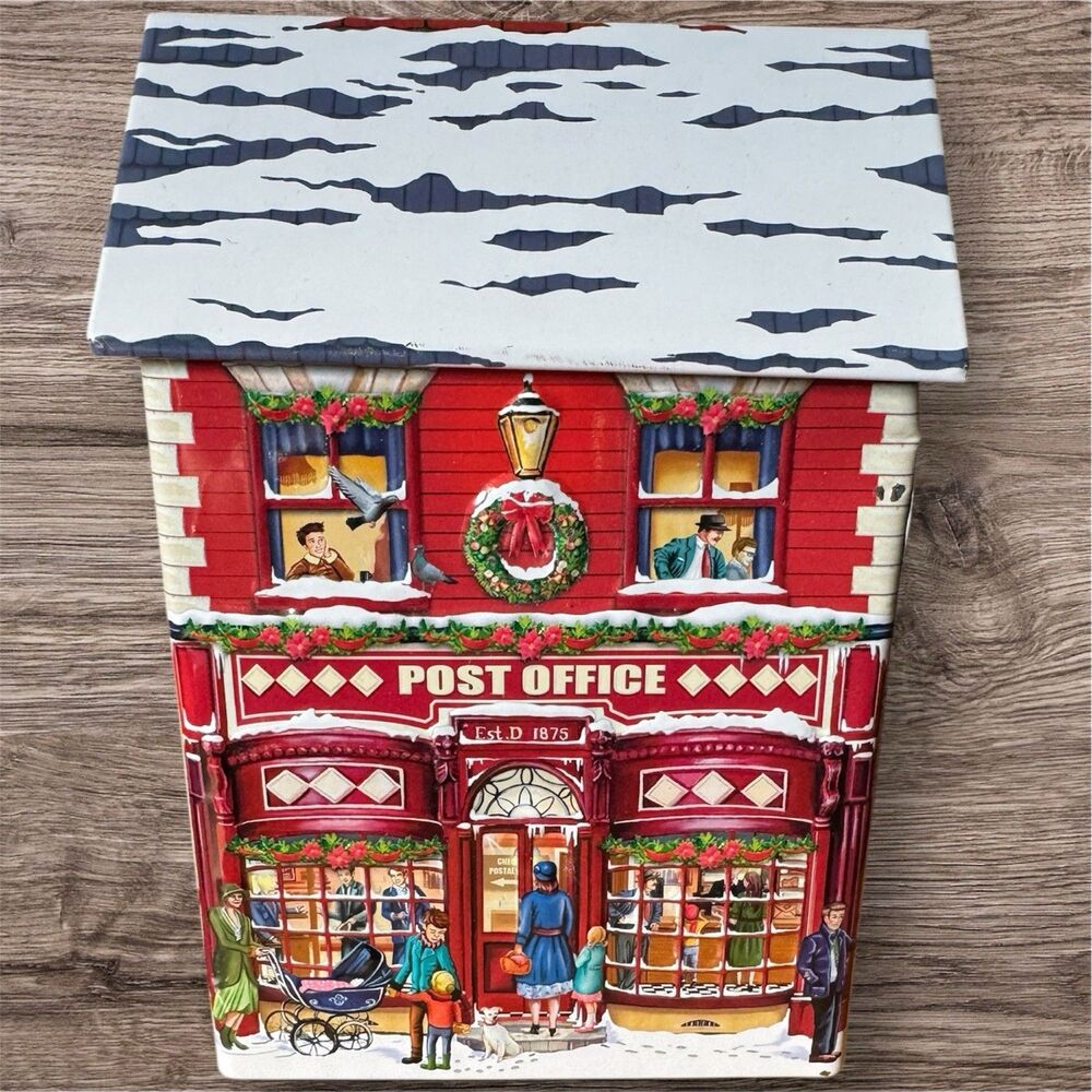Harry London Chocolate Embossed Christmas Empty Tin Post Office